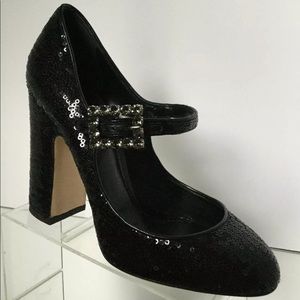 Dolce&Gabbana MaryJane Sequined Chunky Heel Shoe